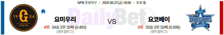 06월 27일 NPB 요미우리 vs 요코하마