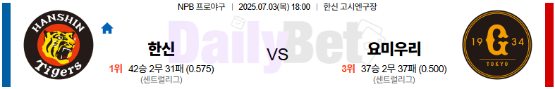 07월 03일 NPB 한신 vs 요미우리