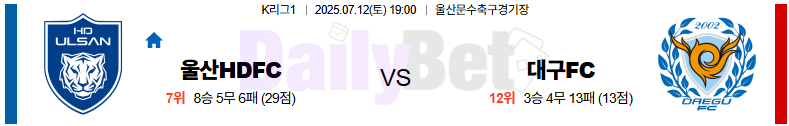 07월 12일 K리그 1 울산HD vs 대구 FC