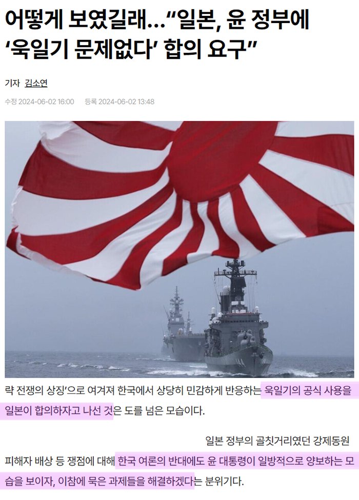 240602 일본, 윤 정부에 욱일기 문제없다 합의 요구.png
